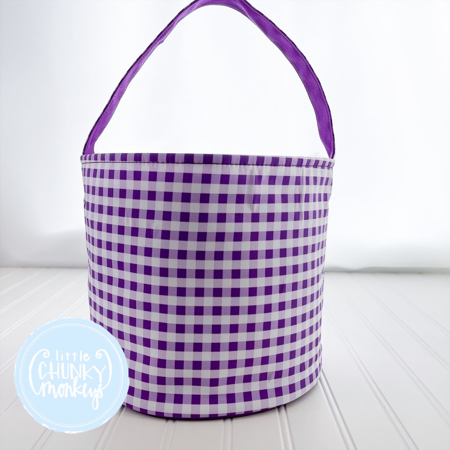 Purple Gingham Halloween Bucket Tote