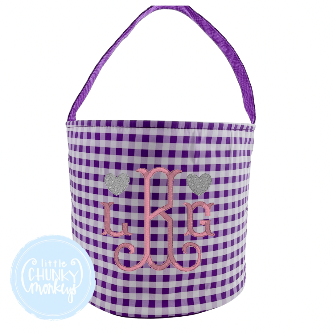 Purple Gingham Bucket Tote