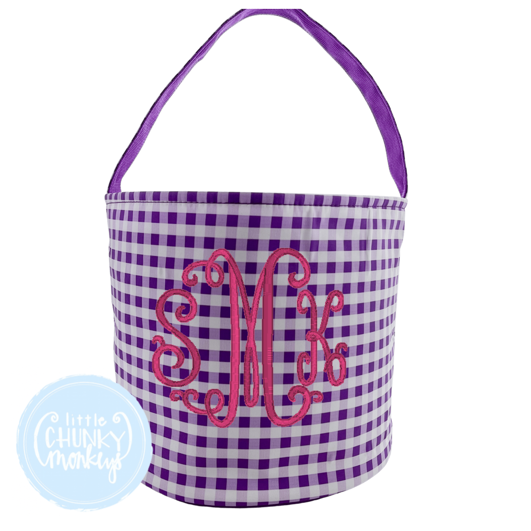 Purple Gingham Bucket Tote