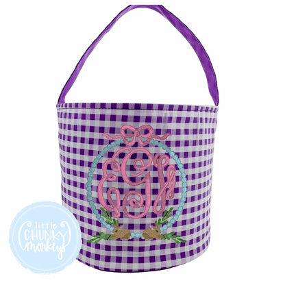 Purple Gingham Bucket Tote