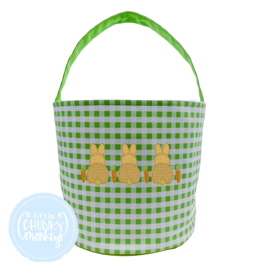 Green Gingham Bucket Tote
