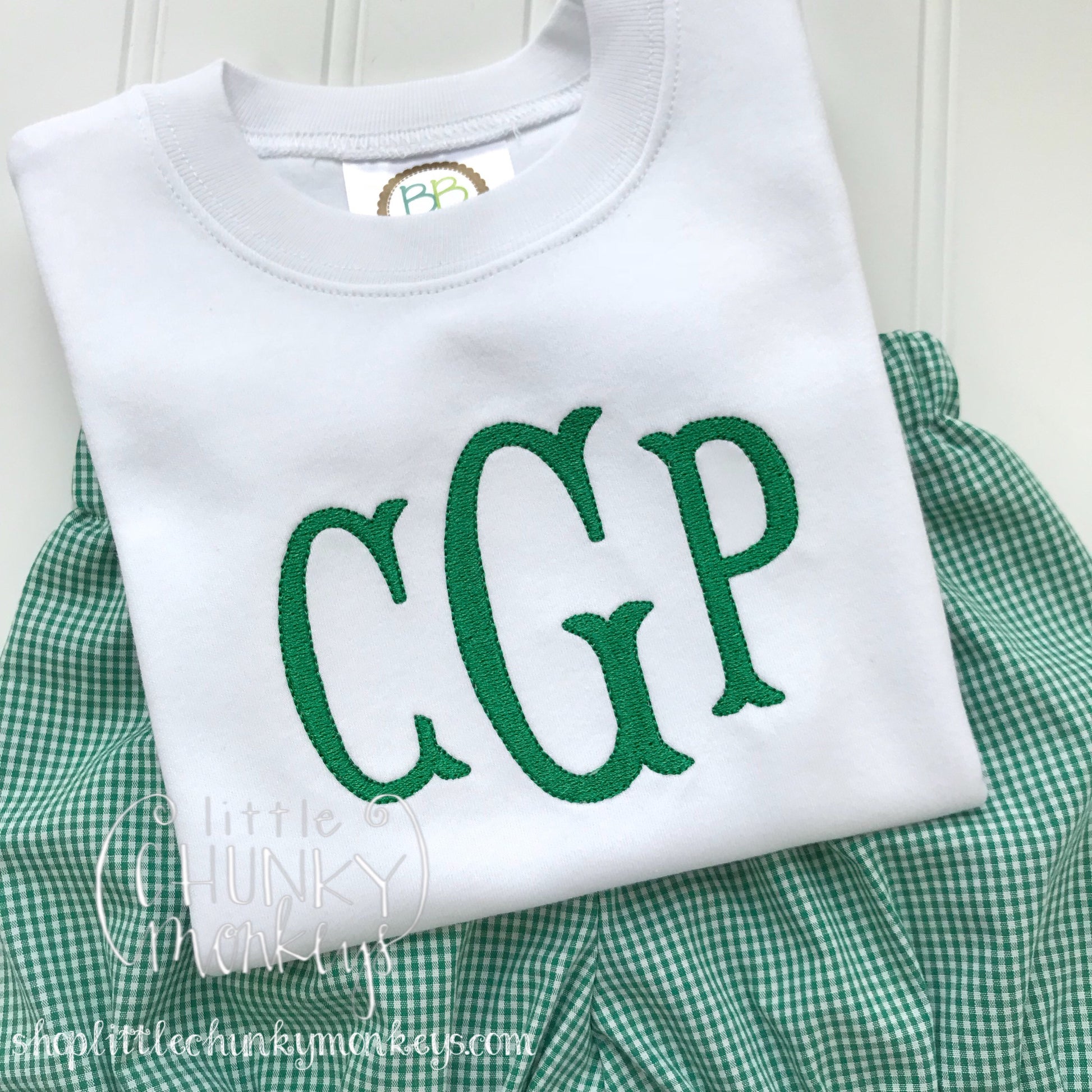Boy Outfit - Personalized Boy Shirt - Boy Monogran Shirt in Kelly Green