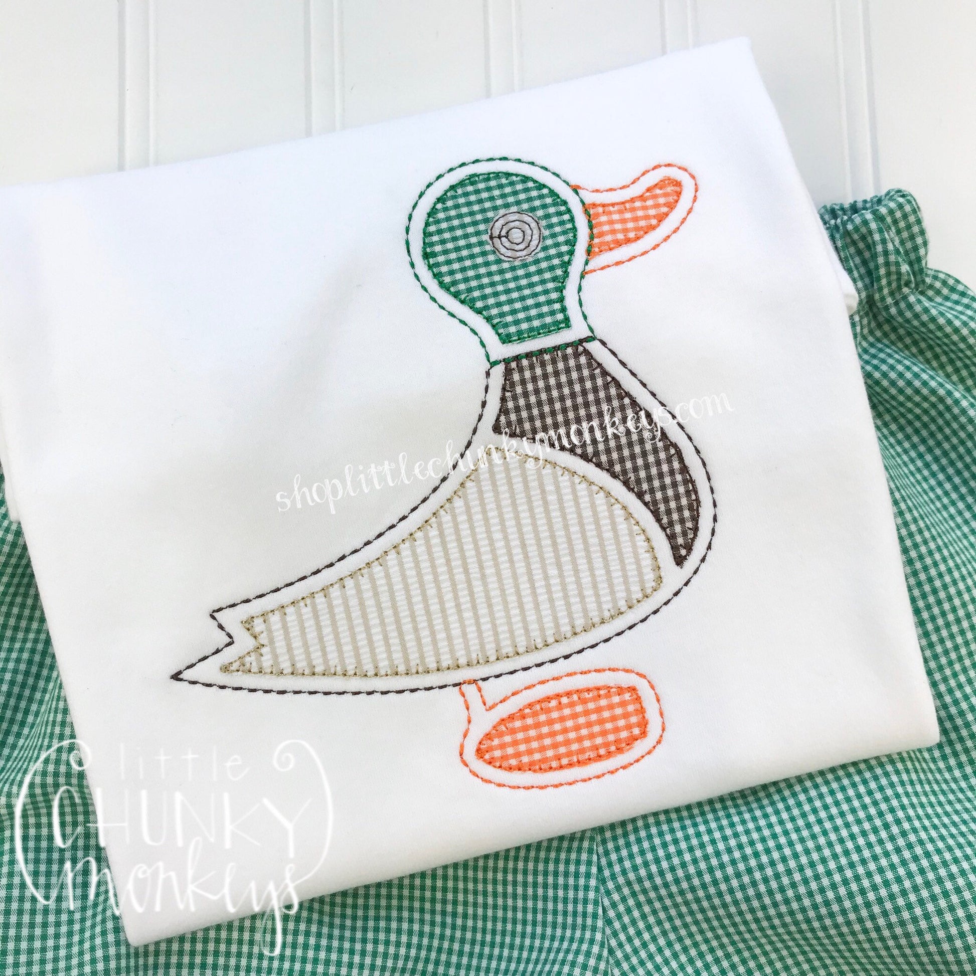 Boy Outfit - Summer Outfit - Fall Outfit - Boy Duck Applique Shirt with Personalization