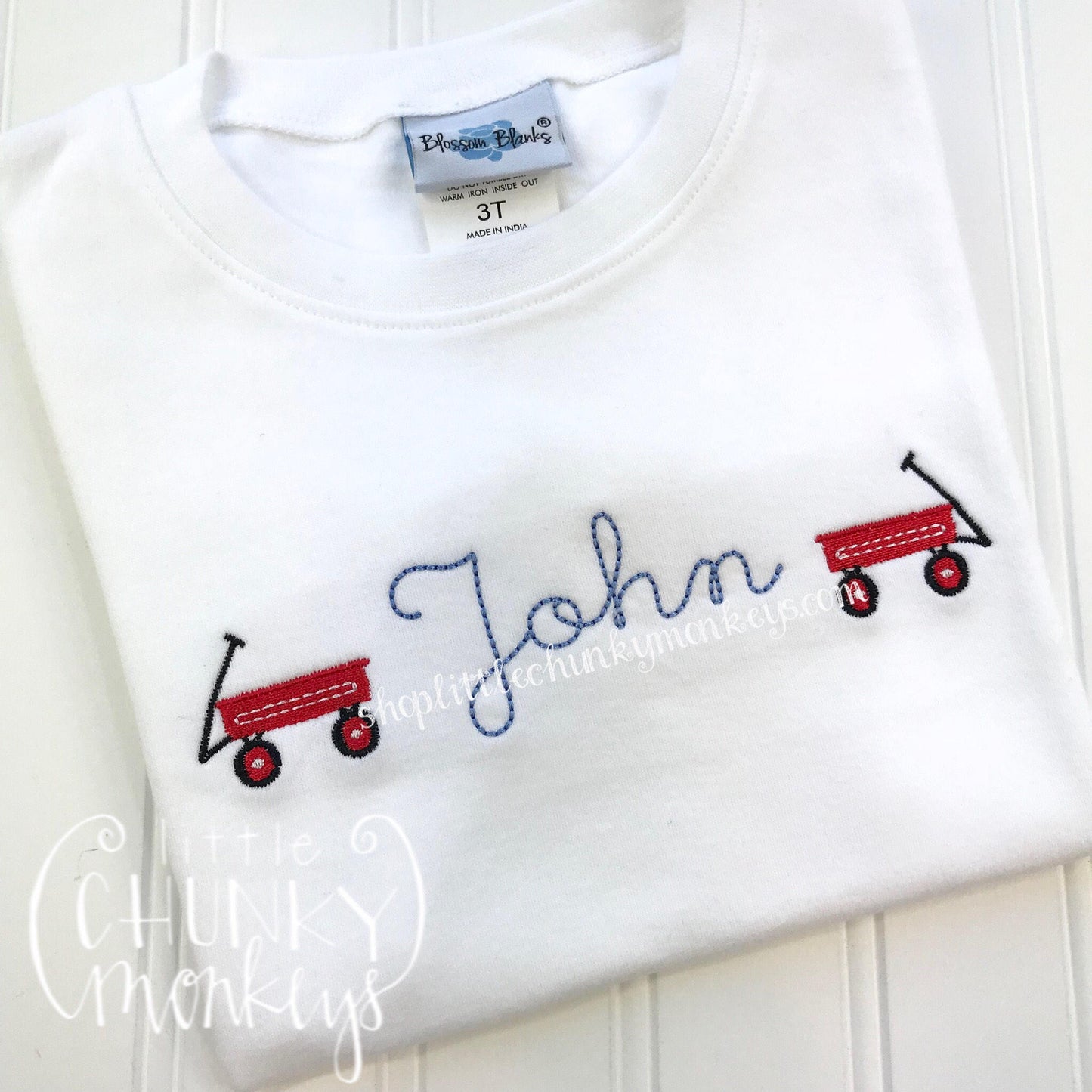 Boy Shirt - Mini Wagons with Personalization