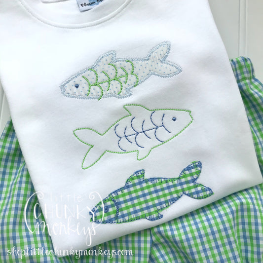 Boy Outfit - Boy Summer Shirt - Boy Fish Trio Applique Shirt