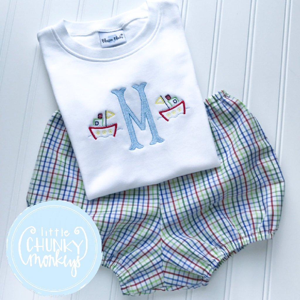 Boy Outfit - Personalized Boy Shirt - Initial with Tugboat Mini's