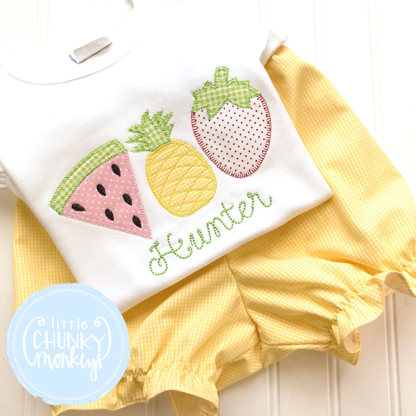 Girl Outfit - Girl Shirt - Girl Melon,Pineapple,Berry Trio with Personalization