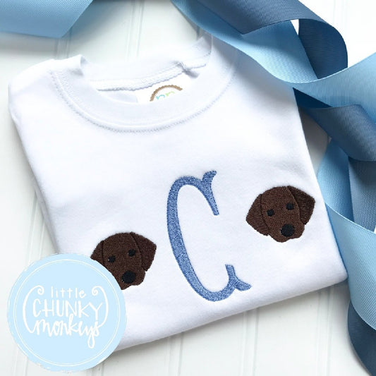 Boy Outfit - Personalized Boy Shirt - Single Initial Monogram Shirt with Chocolate Lab Mini's