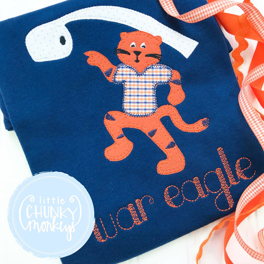 Boy Outfit - Boy Shirt - Vintage Tiger Tee with War Eagle on Navy