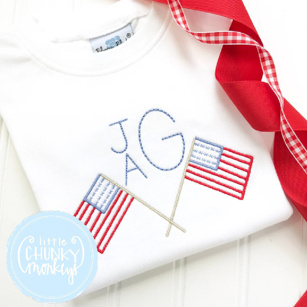 Boy Outfit - Personalized Boy Shirt -  Stacked Monogram with Flags