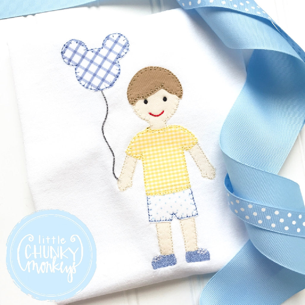 Boy Outfit - Personalized Boy Shirt - Boy with Mouse Balloon