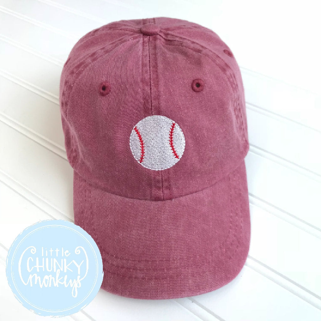 Toddler Kid Hat - Baseball on Maroon Hat