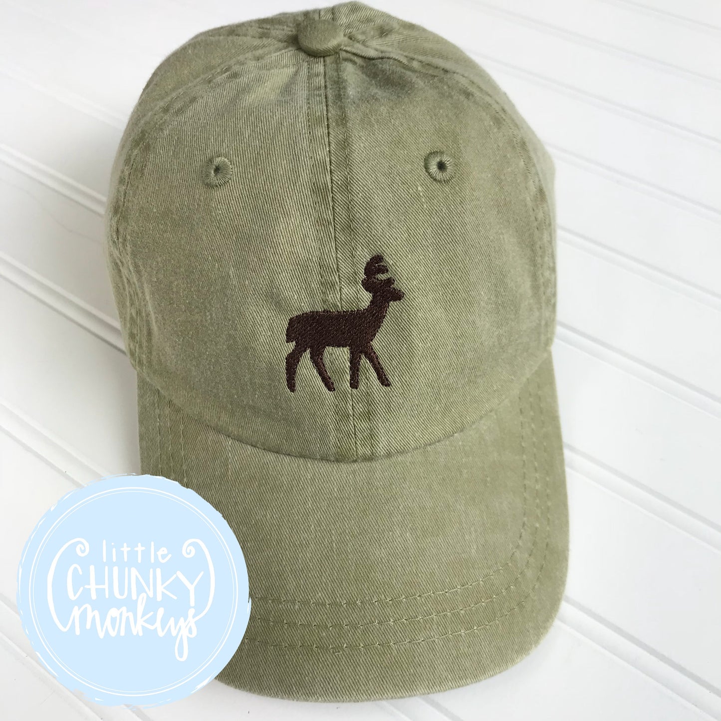 Toddler Kid Hat - Deer on Olive Hat