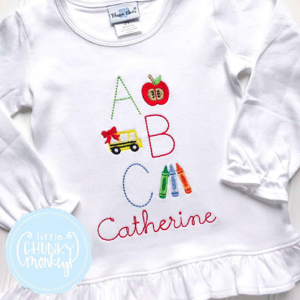 Girl Outfit - Girl School Shirt - ABC with Bows + Personalization