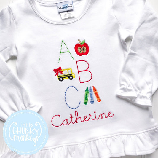Girl Outfit - Girl School Shirt - ABC with Bows + Personalization