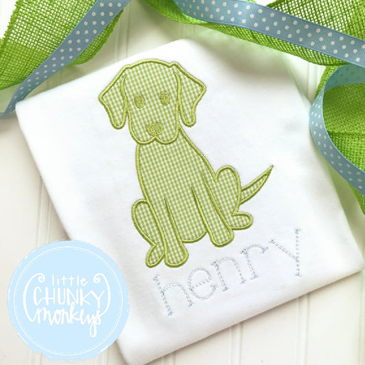 Boy Outfit - Boy Shirt - Green Puppy with Personalization