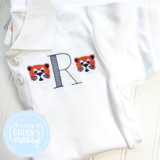 Boy Polo Shirt -Tiger Polo Shirt - Personalized Polo Shirt with Single Initial and Tigers on each side.