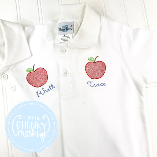 Boy Polo Shirt - Back To School Polo Shirt - Personalized Polo Shirt with a Mini Apple and Initials