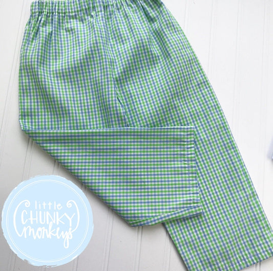 Boy Classic Pants - Green and Blue Check