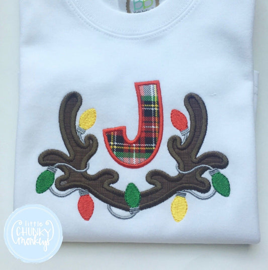 Boy Shirt -Applique Single Initial with Antlers