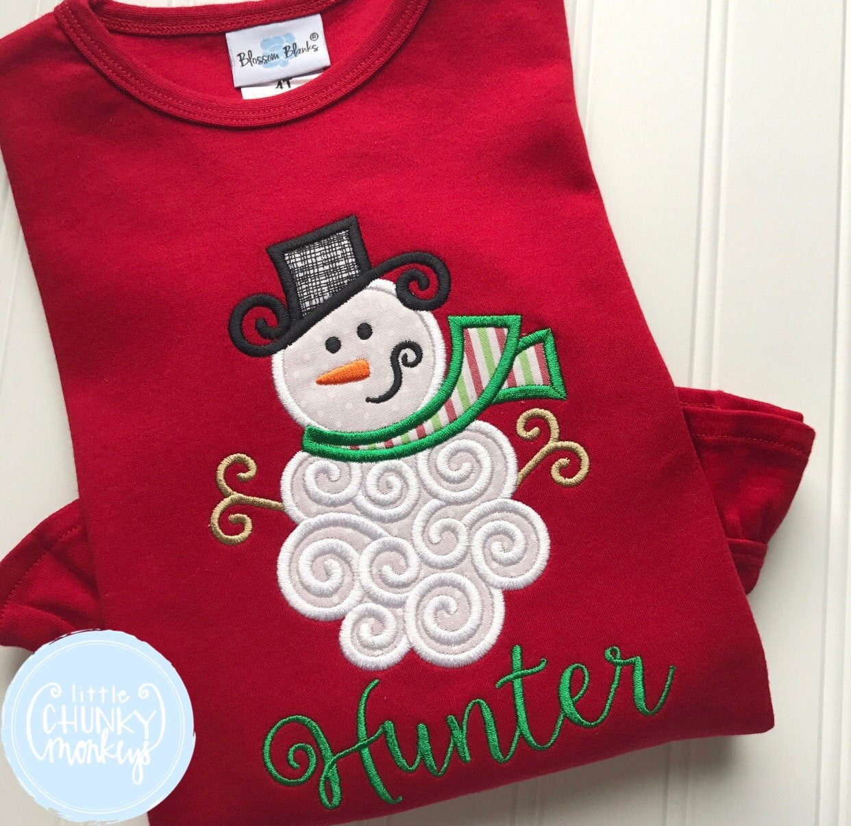 Girl Shirt - Applique Snowman with Personalization