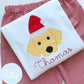 Boy Shirt -Dog Wearing Santa Hat with Personalization
