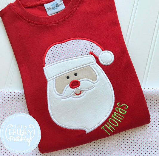 Boy Shirt - Applique Santa + Personalization
