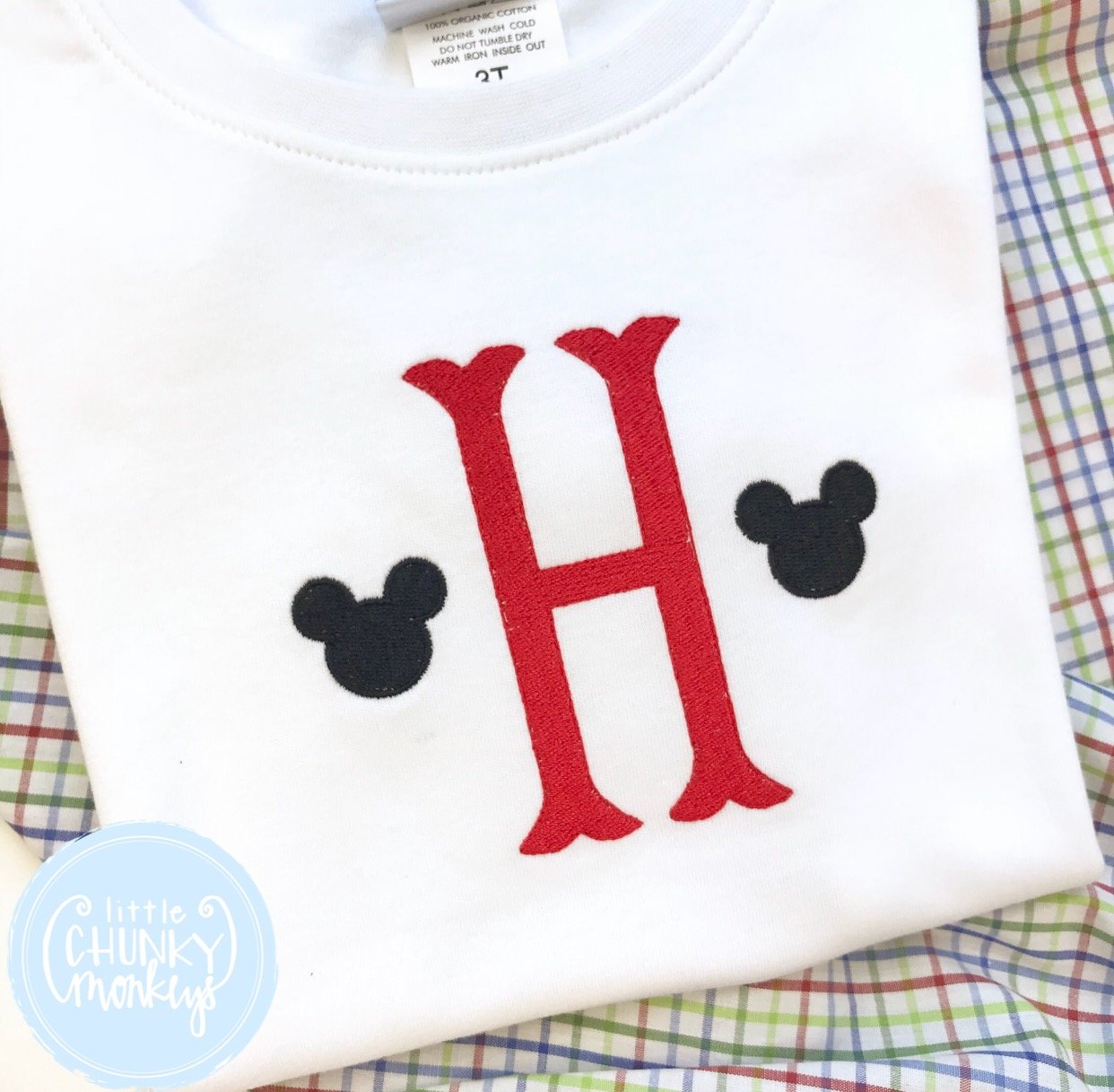 Boy Shirt - Single Initial with Mini Mouse Ears