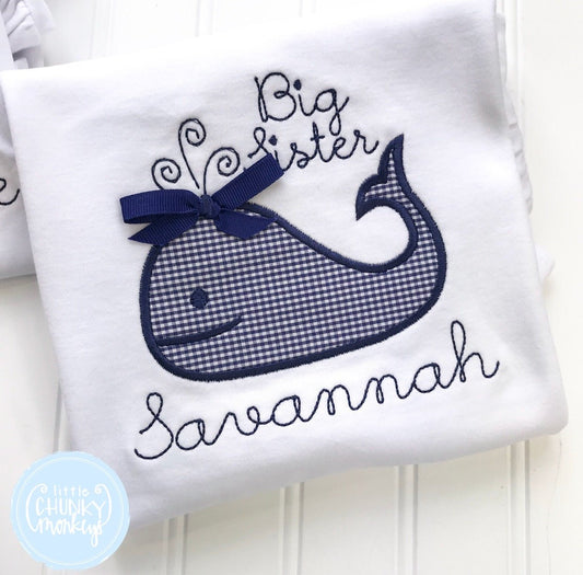 Girl Shirt - Applique Whale with Personalization