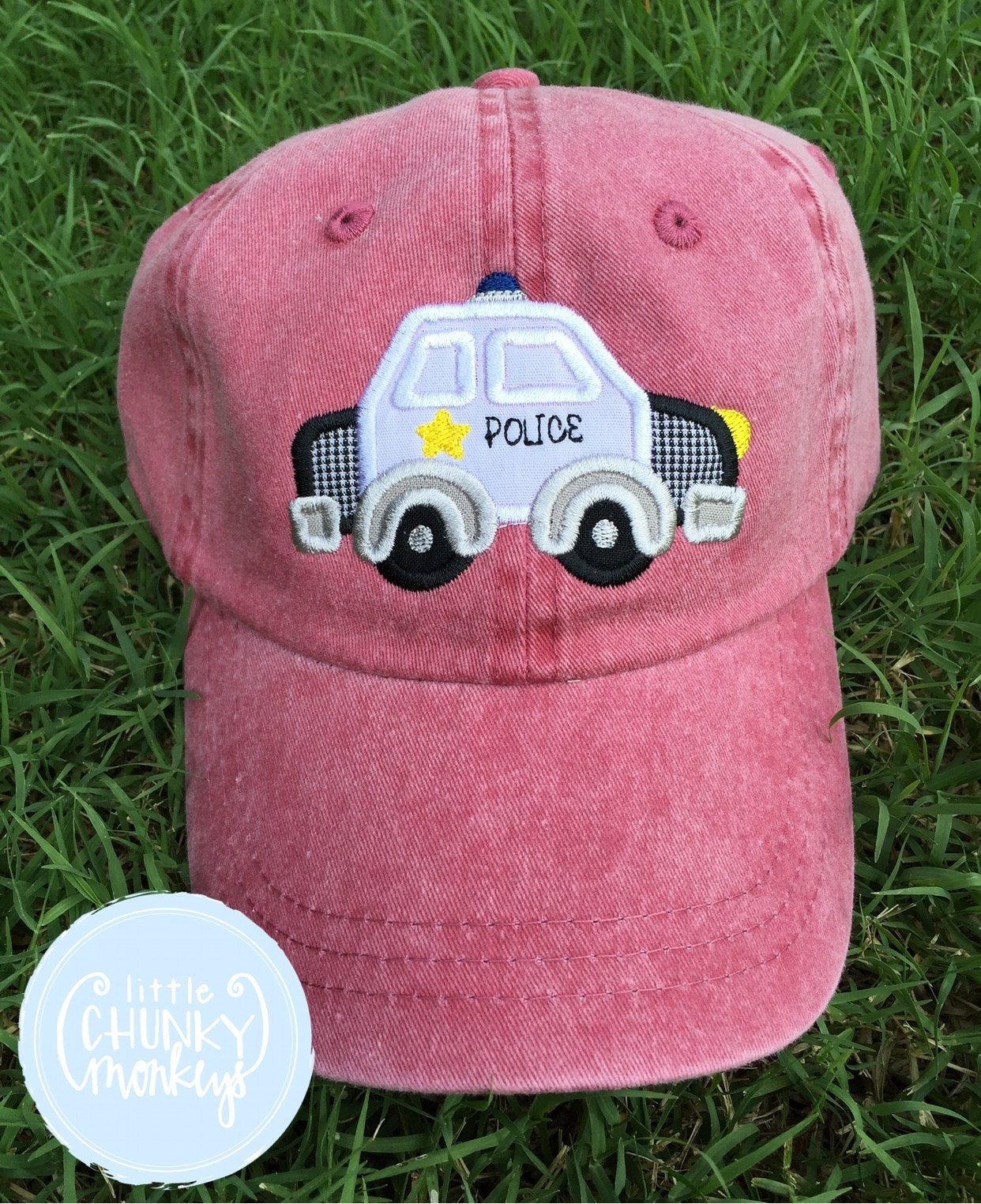 Toddler Kid Hat - Police Car on Red Hat
