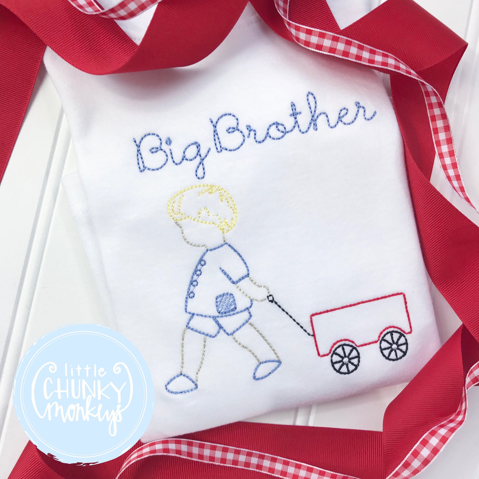 Boy Shirt -Big Brother Shirt- Boy Pulling Wagon