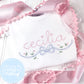 Girl Shirt - Stitched Name with Bow and Flowers