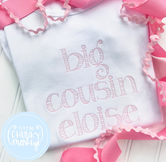Girl Shirt - Vintage Stitched "Big Cousin" in Pink