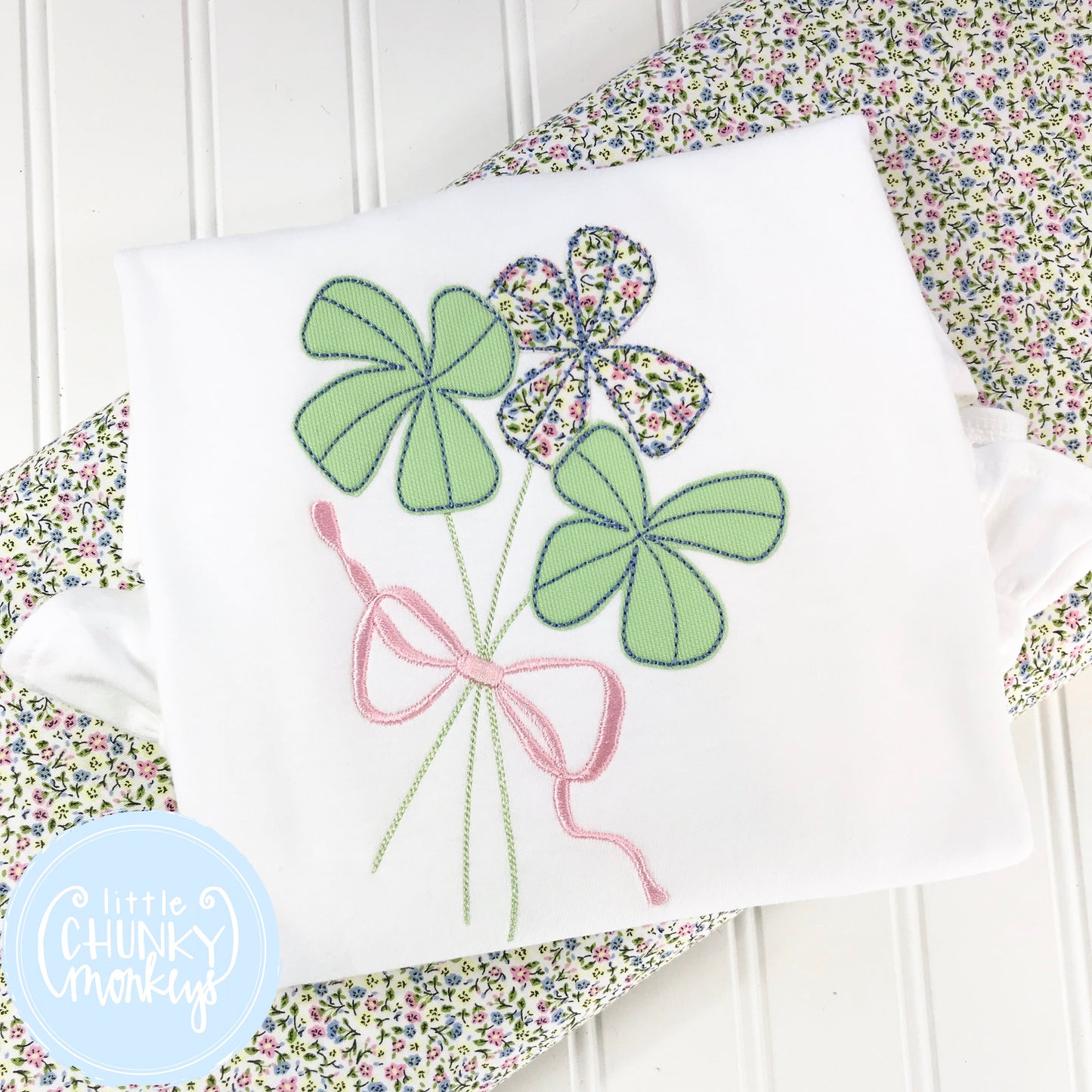 Girl Shirt - Girl St. Patrick's Day Shirt - St. Patrick's Day Clover Bundle with Bow