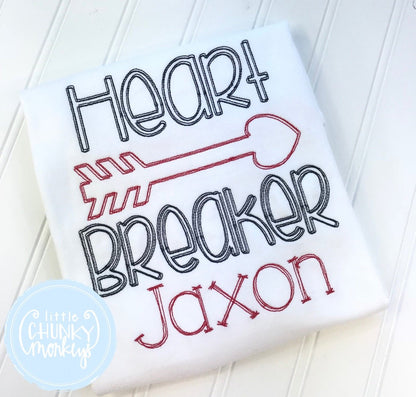 Boy Shirt - Valentine Shirt-Stitched Heart Breaker with Personalization