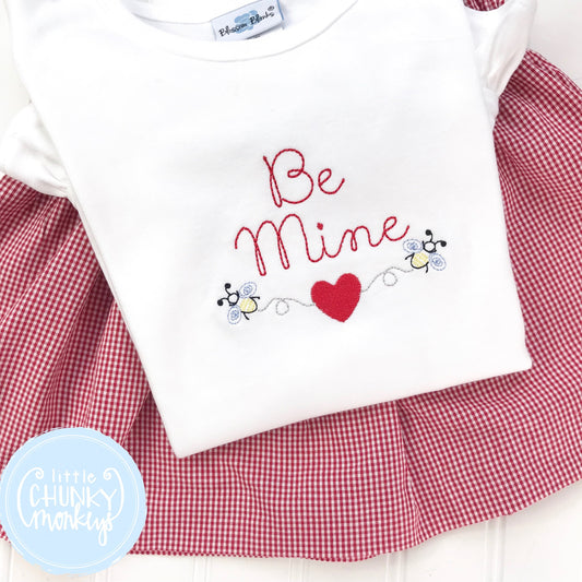 Girl Shirt- Valentine Shirt- Be Mine with Mini Bees and Hearts