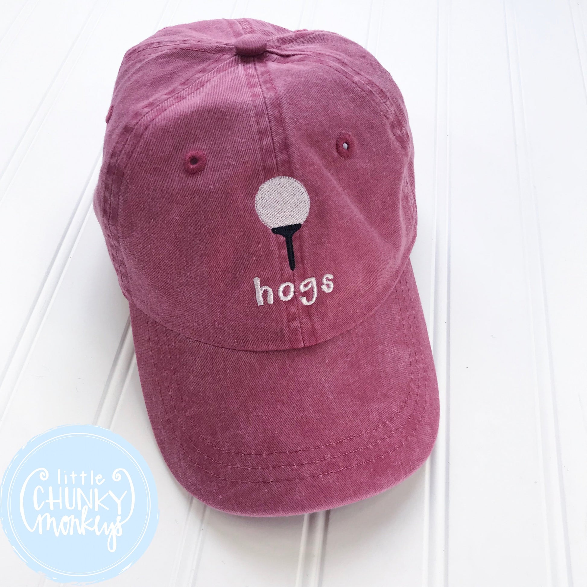 Toddler Kid Hat - Faded Red with Golf Ball and Monogram
