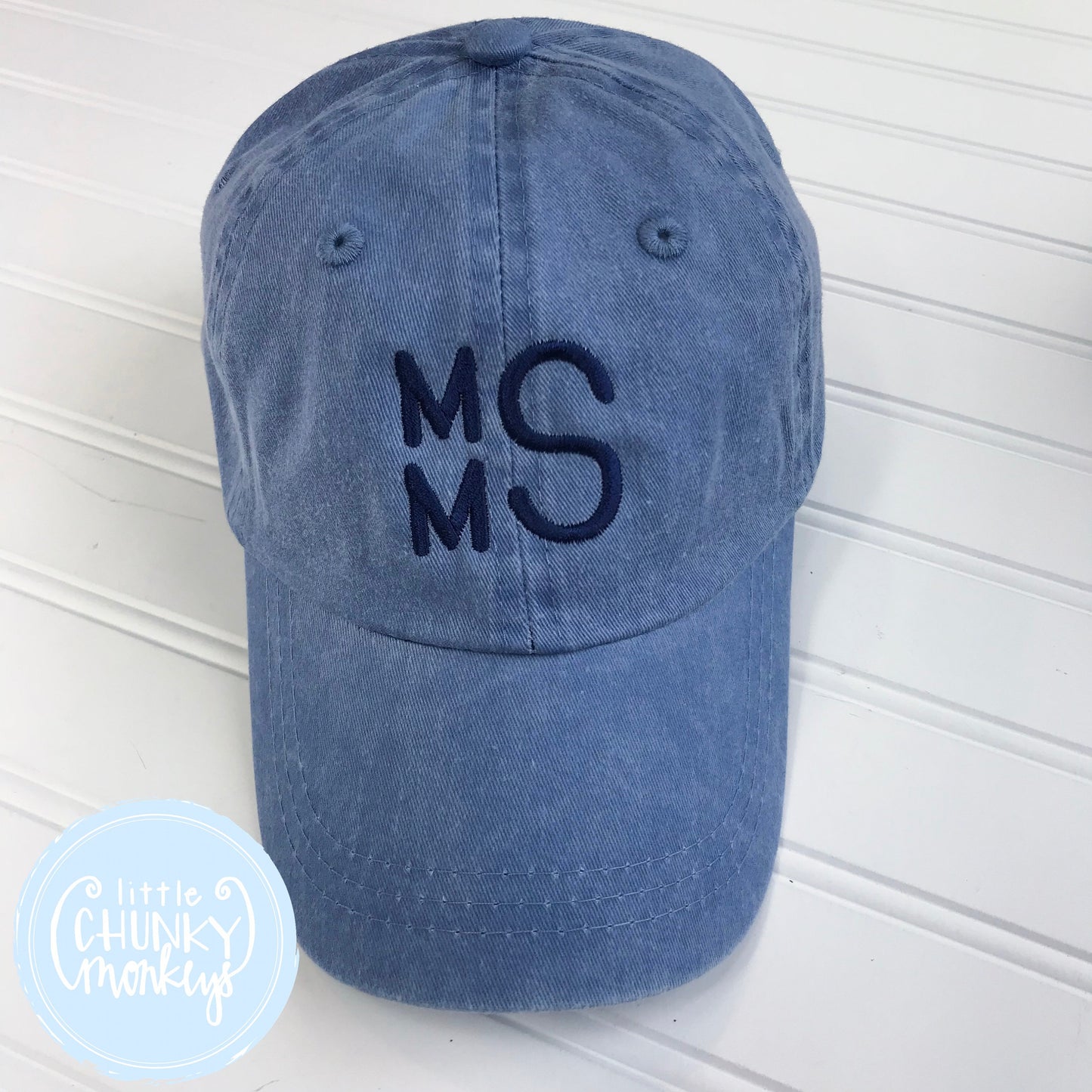 Toddler Kid Hat - Stacked Initials on Blue Hat