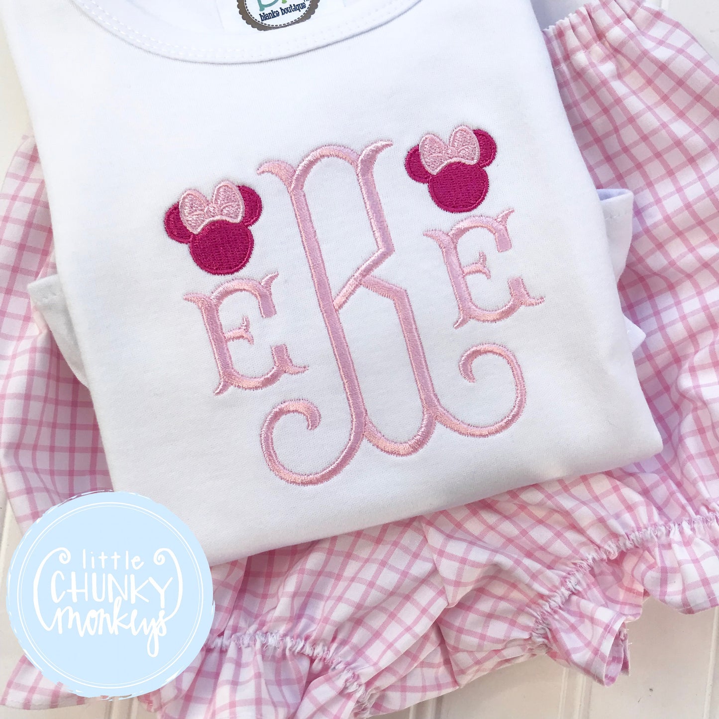 Girl outfit - Monogram with Mini Mouse on Each Side