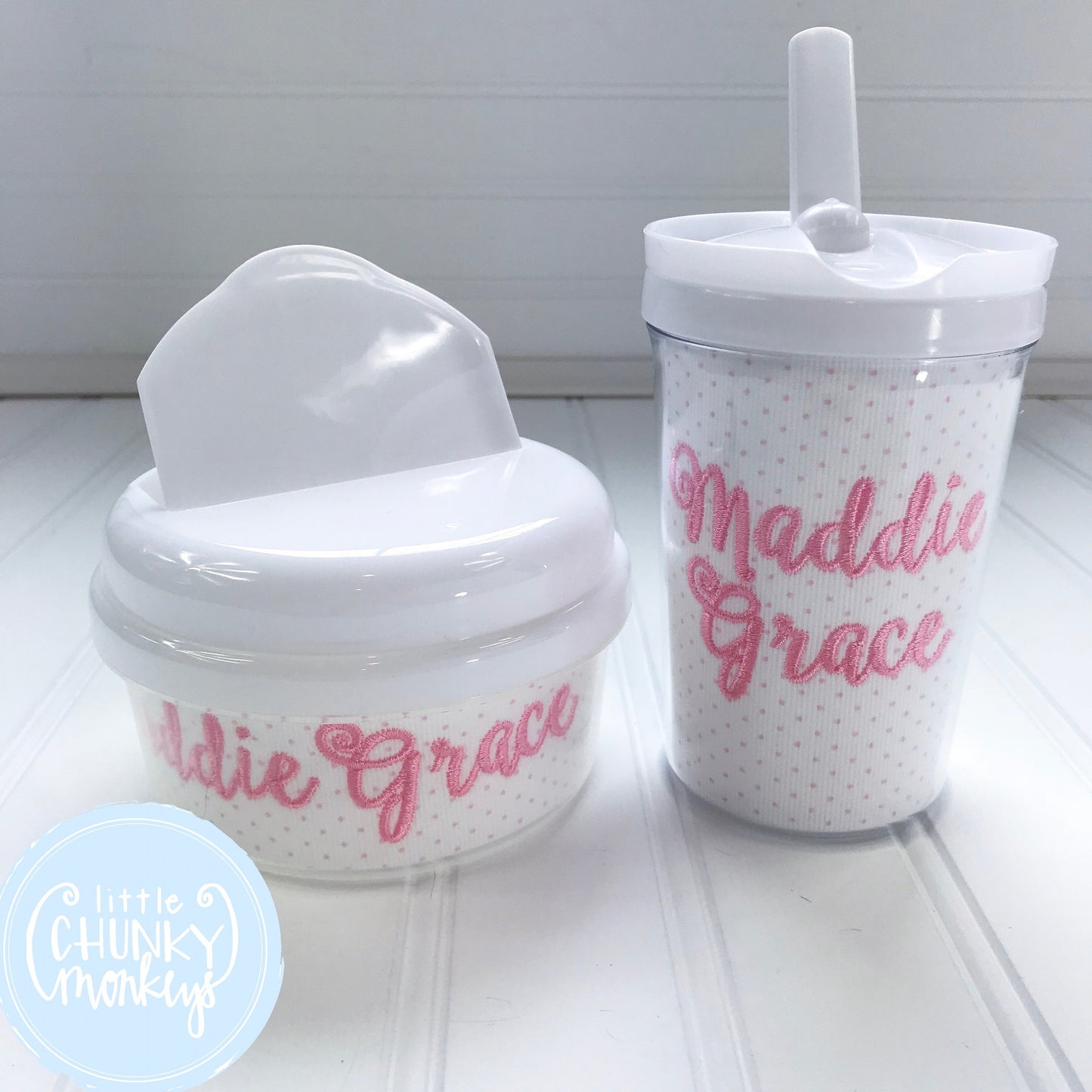 Pink Bitty Dot Snack Bowl with Personalization
