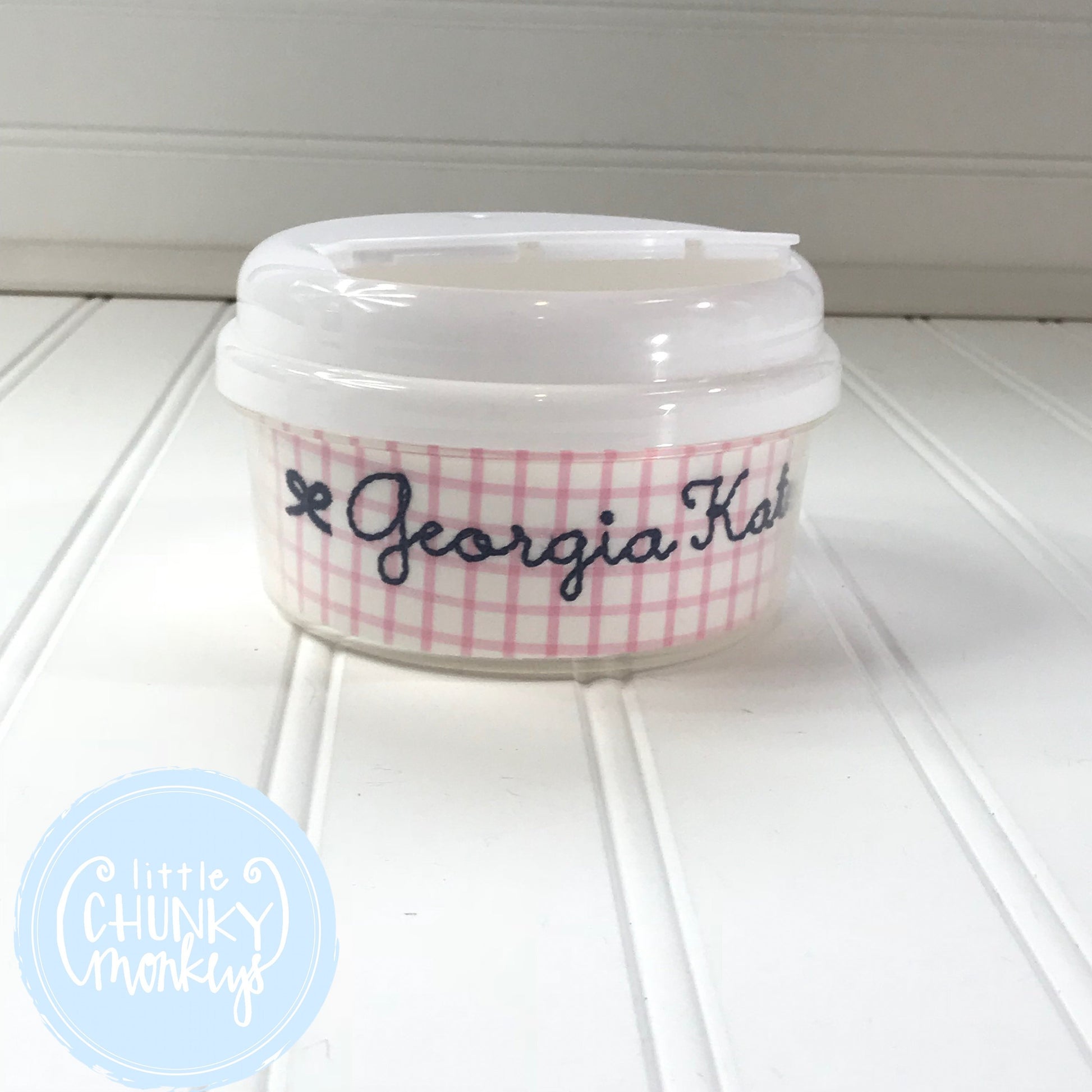 Pink Window Pane Snack Bowl with Personalization