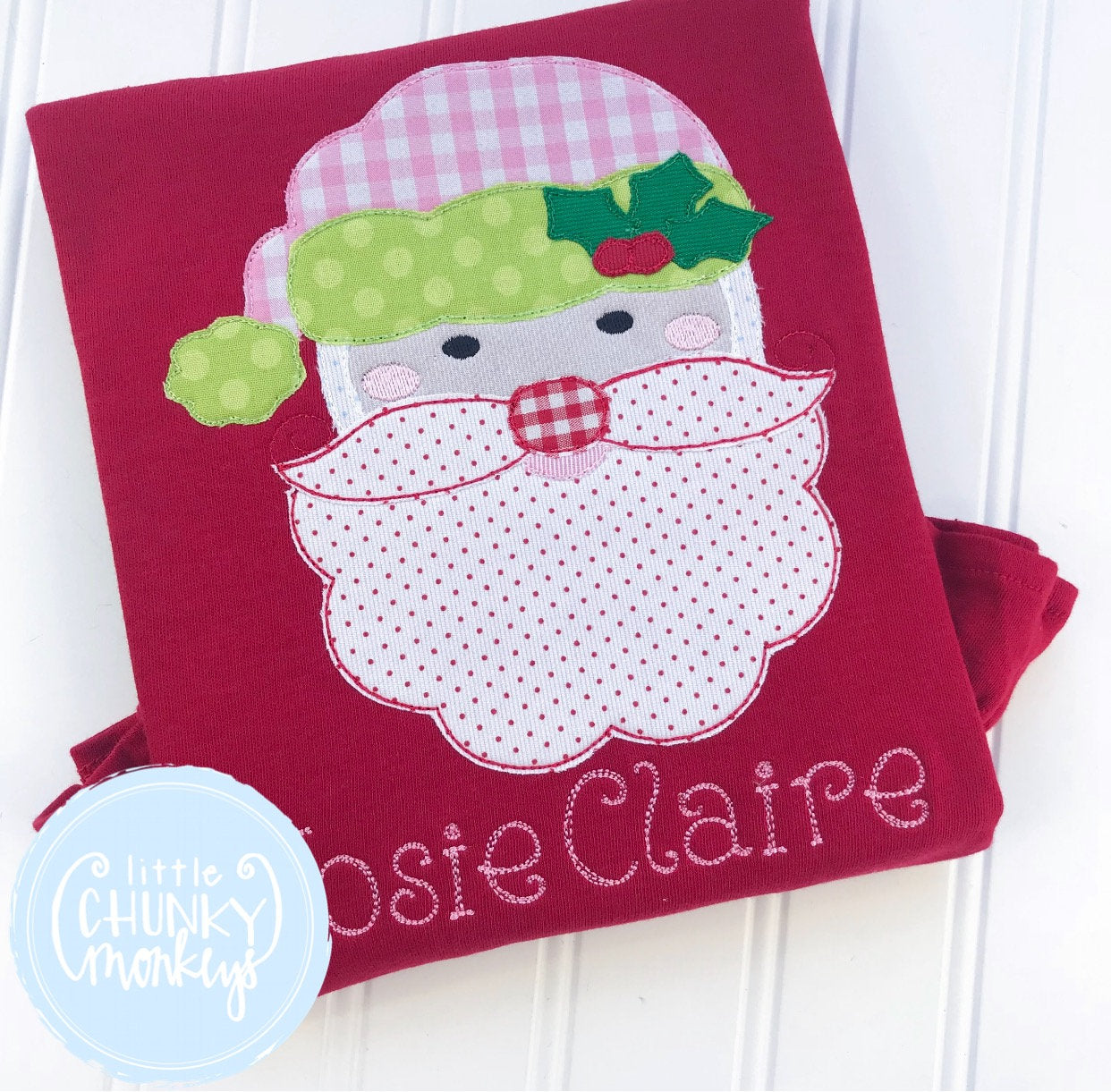 Girl Shirt - Applique Santa with Personalization