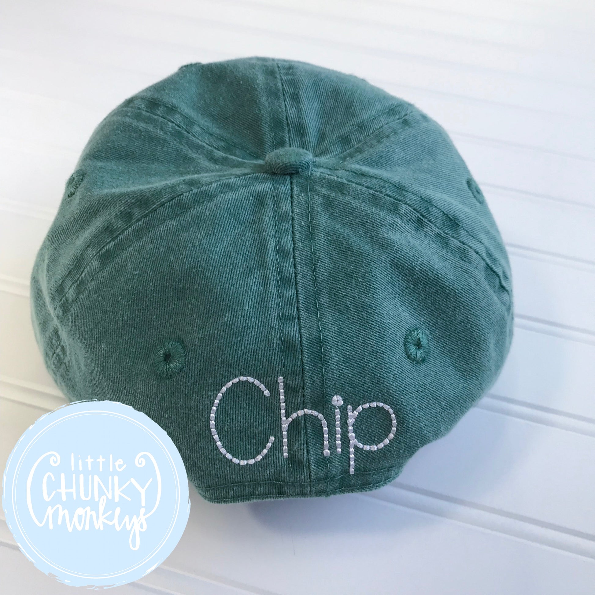 Toddler Kid Hat - Stitched Tuna Fish on Forest Green Hat