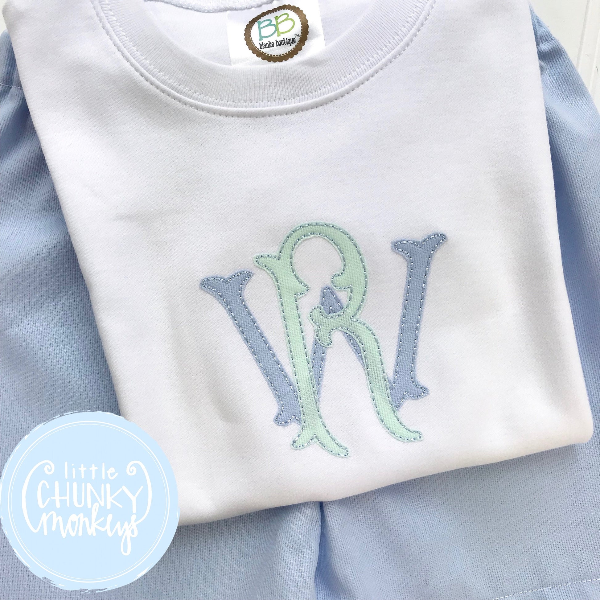 Boy Shirt - Personalized Boy Shirt - Applique Stacked Monogram