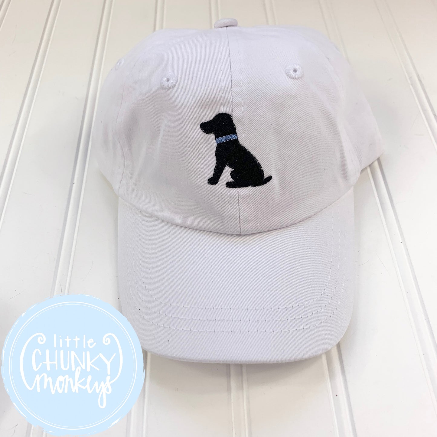 Toddler Kid Hat - Sitting Black Lab Puppy on White