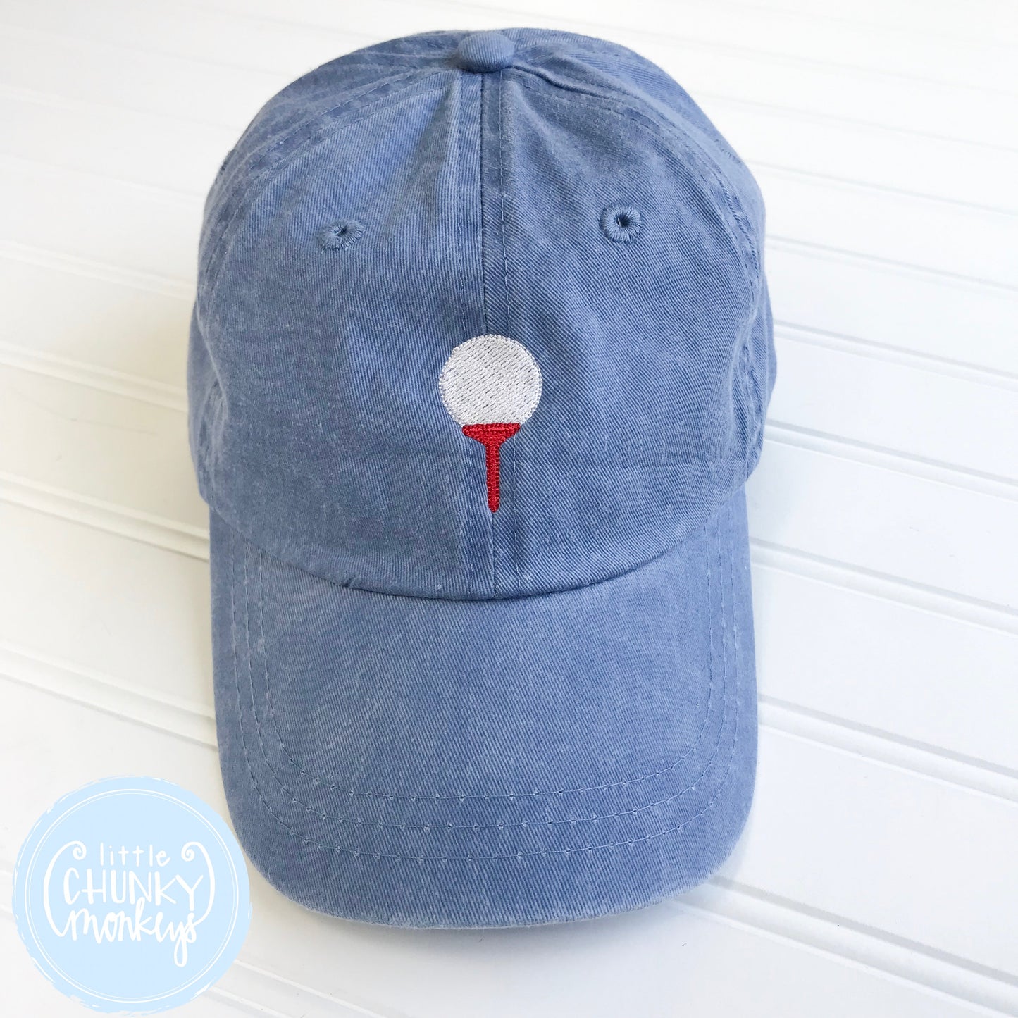 Toddler Kid Hat - Golf Tee on Faded Baby Blue Hat