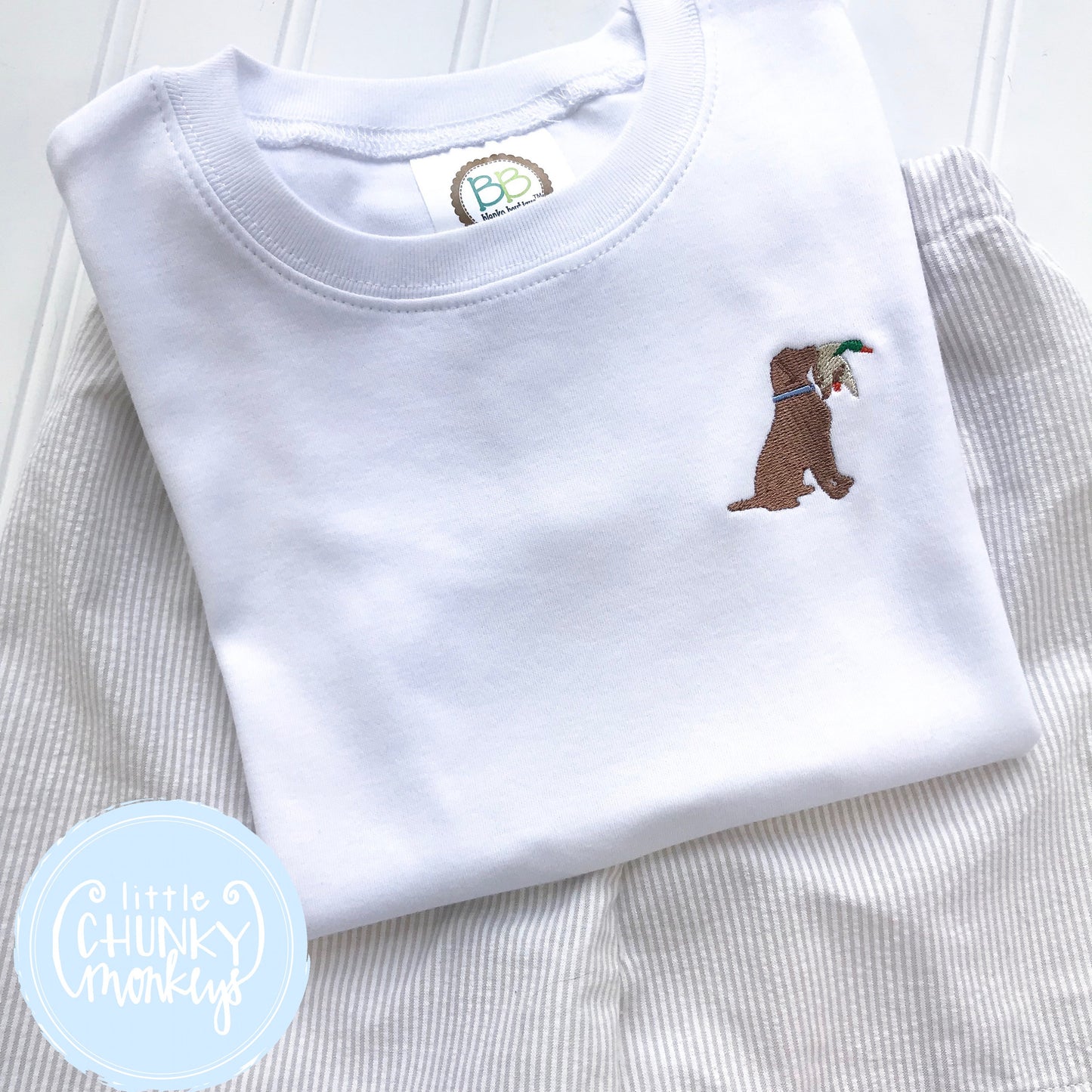 Boy Shirt -Small Stitched Duck Dog