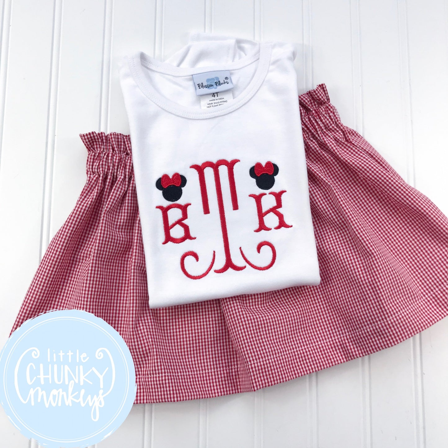 Girl outfit - Monogram with Mini Mouse on Each Side