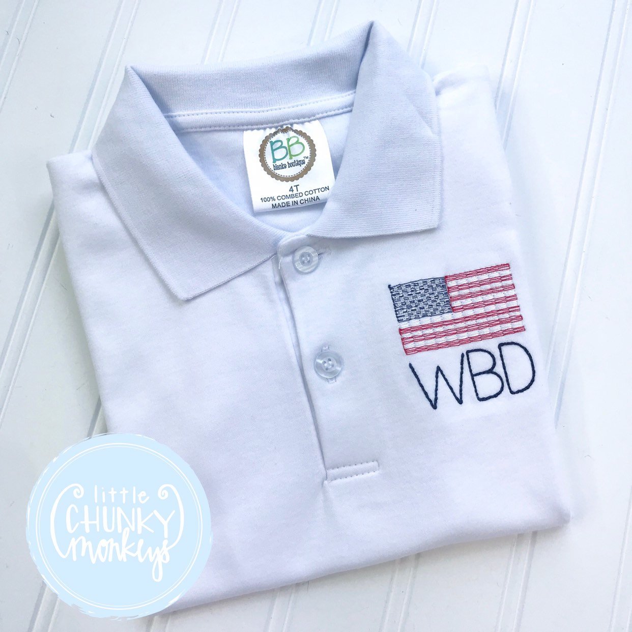 Boy Polo Shirt - Patriotic Polo Shirt - Personalized Polo Shirt with American Flag