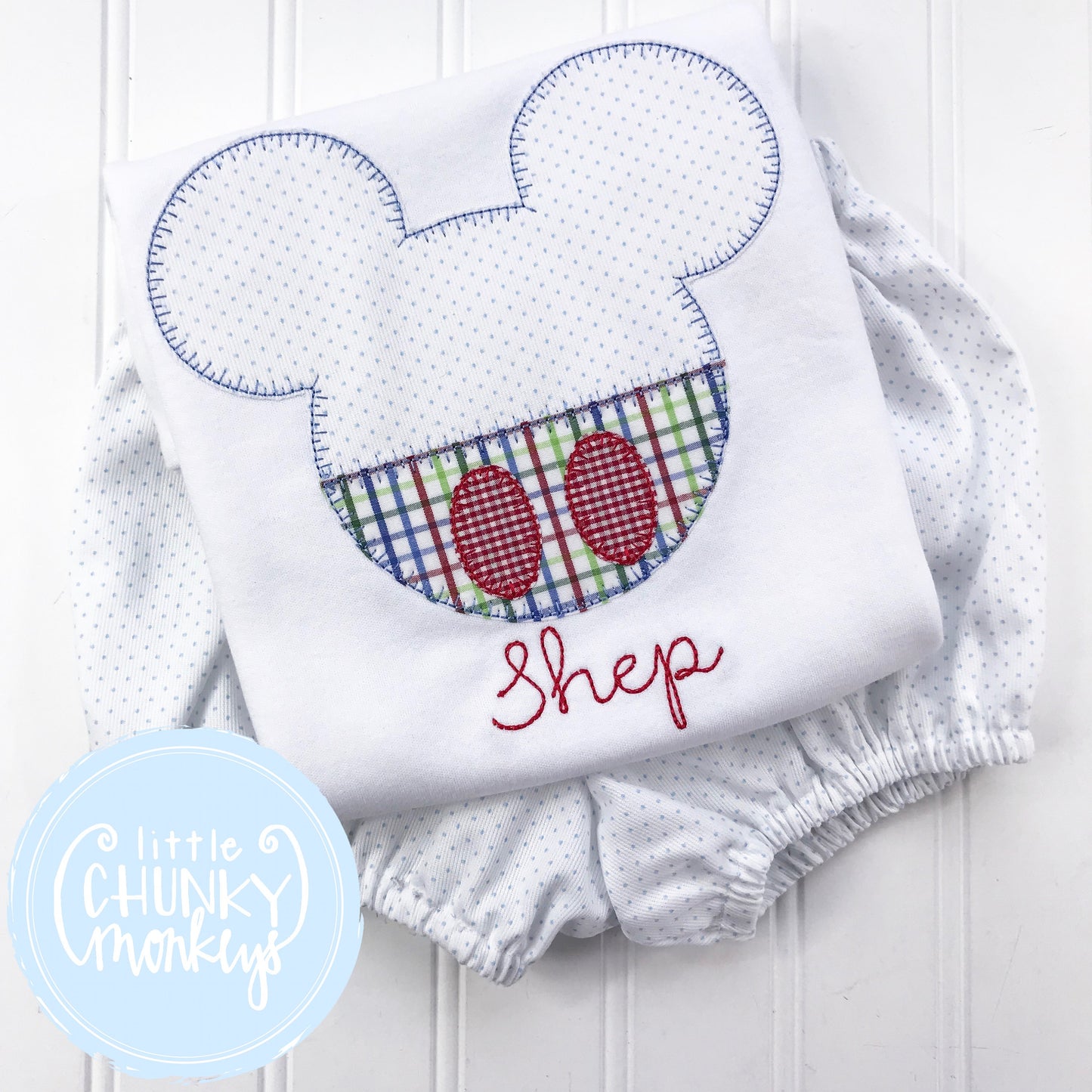 Boy Shirt -Applique Mouse Head with Personalization